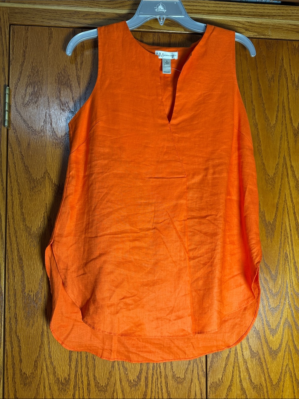 Neiman Marcus Bright Orange Sleeveless Linen Camisole